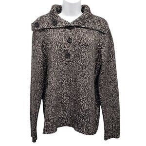 Sag Harbor Sweater Half Button Turtleneck B&W Metallic Academia Cozy Womens‎ L